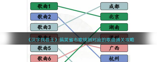 《汉字找茬王》搞笑省市歌找到对应的歌曲通关攻略